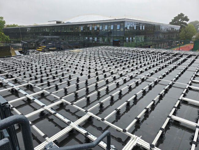 Panorama P-TK freestanding roof terrace with integrated balustrade at Kingsdale School, UK.